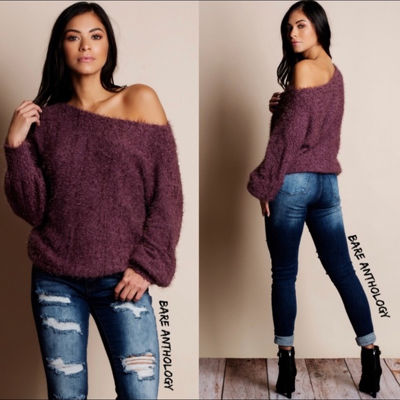 🎉SALE 🎉Fuzzy Off the Shoulder Sweater - Picture 2 of 2